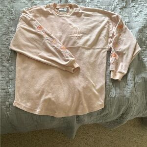 Disney resort jersey Pink Long Sleeve Sweatshirt with embroidered floral sleeves
